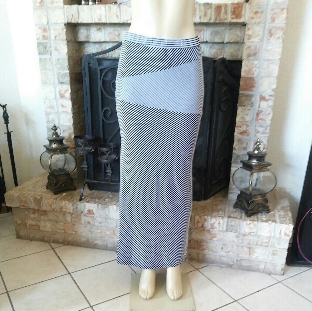 Oxford Circus Striped Black-White Maxi Skirt